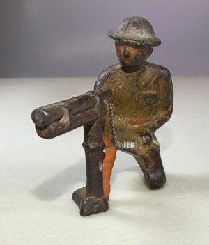 Barclay Vintage Children's Dime Store Lead Toy Army Kneeling Machine Gunner USA