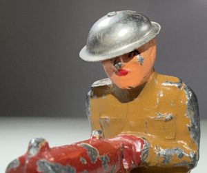 Barclay Pre World War One Children's Lead Dime Store Toy Army Machine Gunner/USA