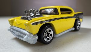 Hot Wheels Yellow 1957 Chevy Bel-Air with Blown Engine1976 Malaysia